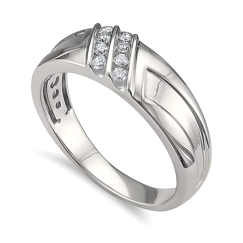 0.25 CT. TW Diamond Textured Band in 14K White Gold