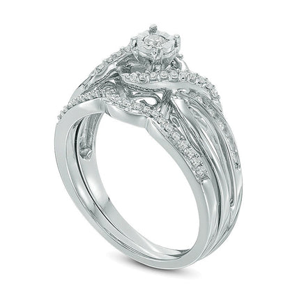 0.25 CT. TW Diamond Twist Crossover Bridal Set in Sterling Silver