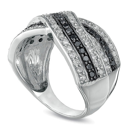 1.0 CT. TW Enhanced Black and White Diamond Crossover Band in 10K White Gold