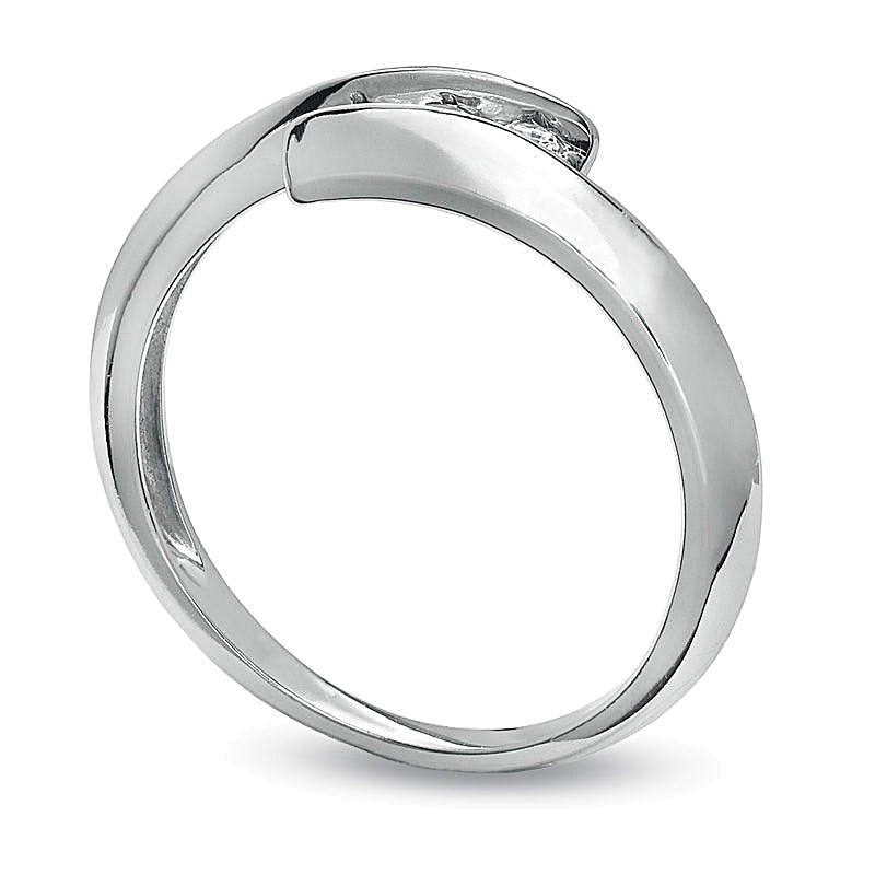 0.2 CT. TW Diamond Three Stone Bypass Ring in 10K White Gold