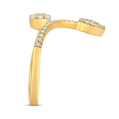 0.5 CT. TW Pear and Round Multi-Diamond Open Shank Ring in 10K Gold