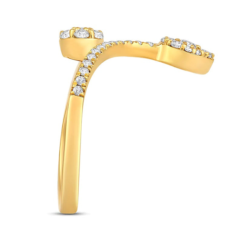 0.5 CT. TW Pear and Round Multi-Diamond Open Shank Ring in 10K Gold