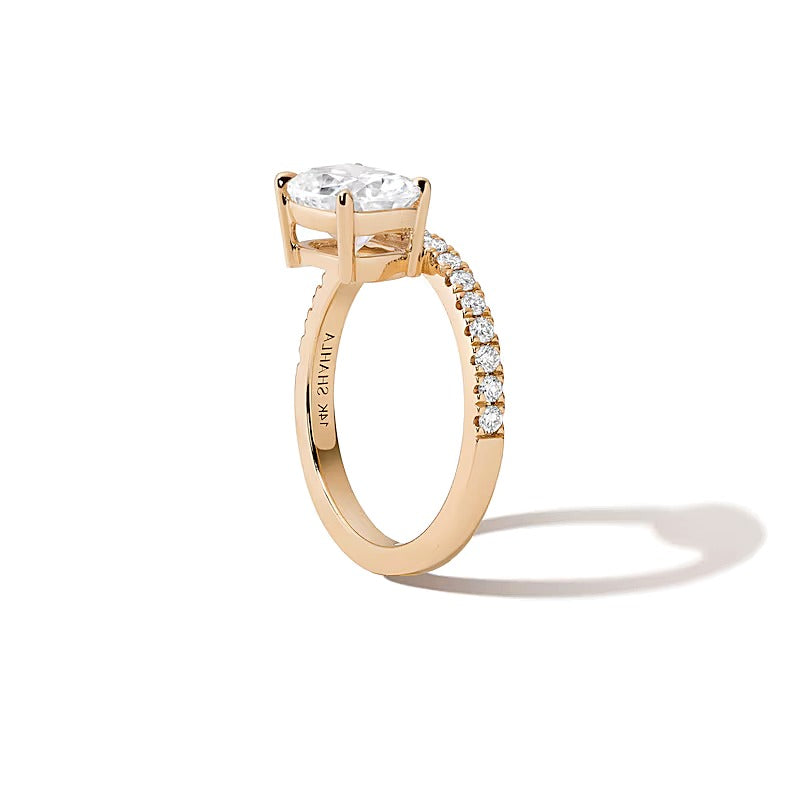 Zales x SHAHLA 2.2 CT. TW Emerald-Cut Lab-Grown Diamond Cantilever PavÃ© Engagement Ring in 18K Gold