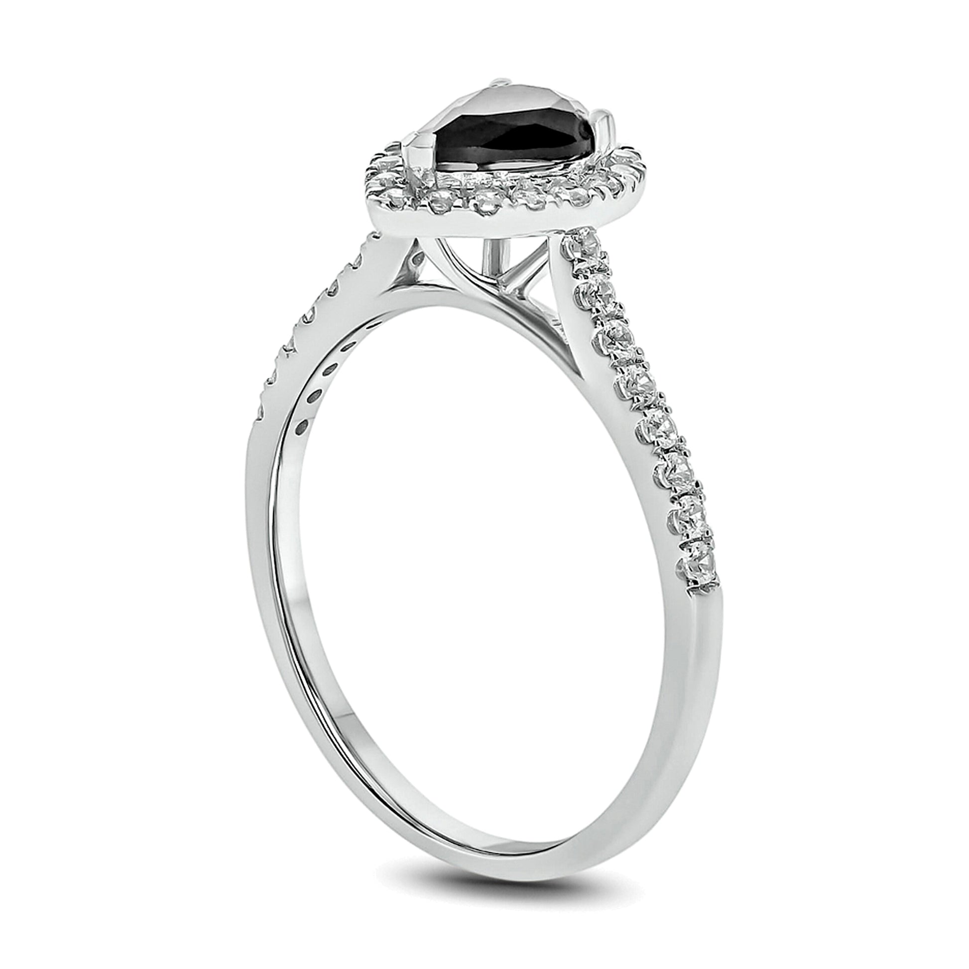 1.0 CT. TW Black and White Pear-Shaped Diamond Frame Engagement Ring in 10K White Gold