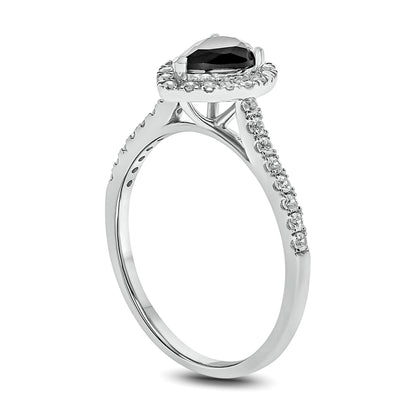1.0 CT. TW Black and White Pear-Shaped Diamond Frame Engagement Ring in 10K White Gold