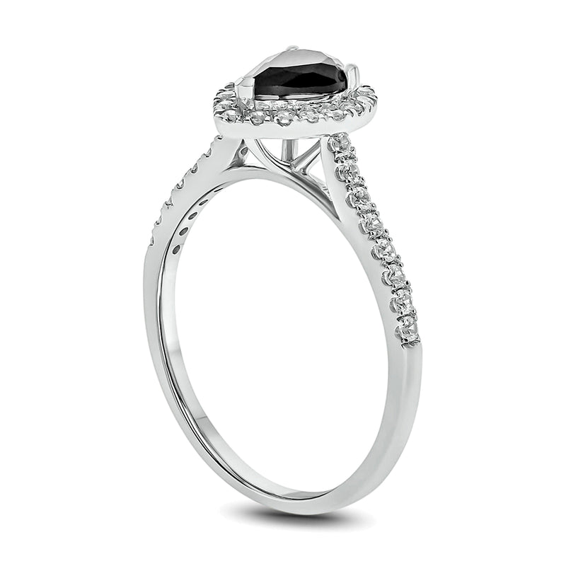 1.0 CT. TW Black and White Pear-Shaped Diamond Frame Engagement Ring in 10K White Gold