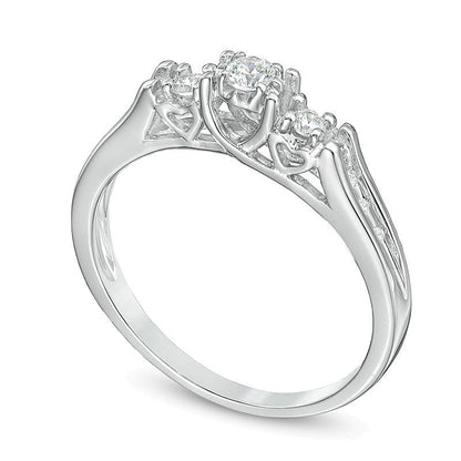 0.2 CT. TW Diamond Three Stone Ring in 10K White Gold