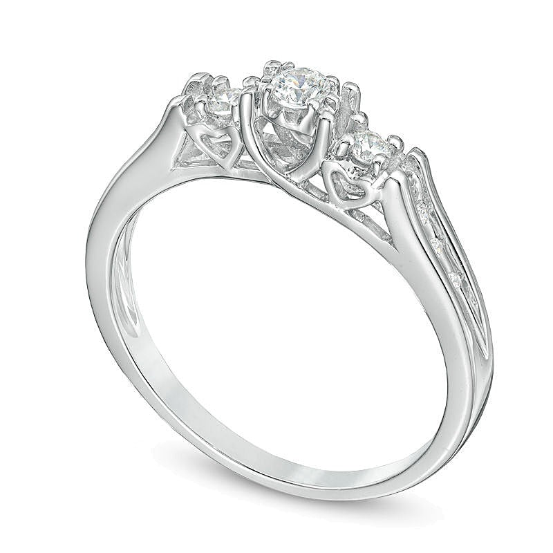 0.2 CT. TW Diamond Three Stone Ring in 10K White Gold