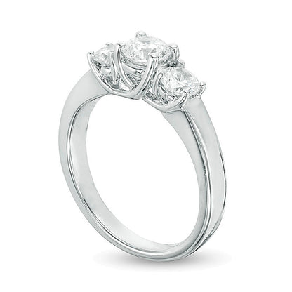 1.0 CT. TW Diamond Three Stone Engagement Ring in 14K White Gold