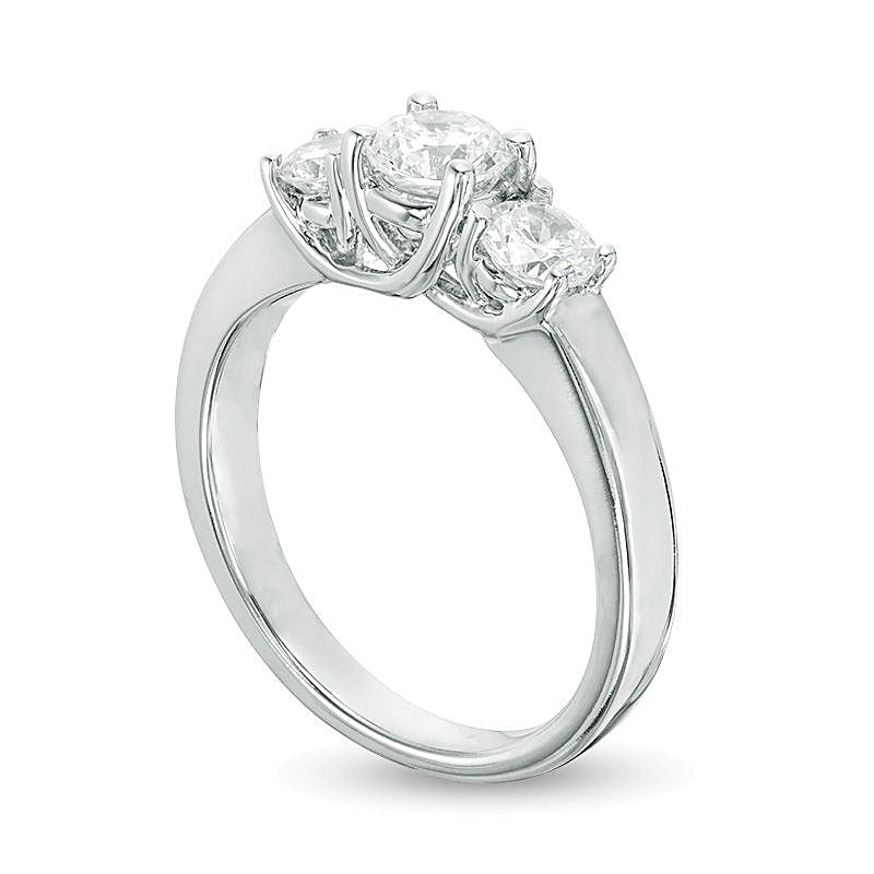1.0 CT. TW Diamond Three Stone Engagement Ring in 14K White Gold