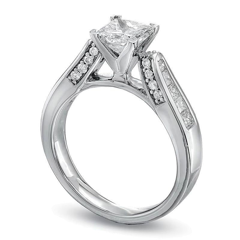 1.5 CT. TW Princess-Cut Diamond Engagement Ring in 14K White Gold