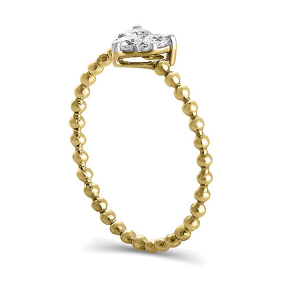 0.25 CT. TW Heart Multi-Diamond Bead Shank Ring in 10K Gold
