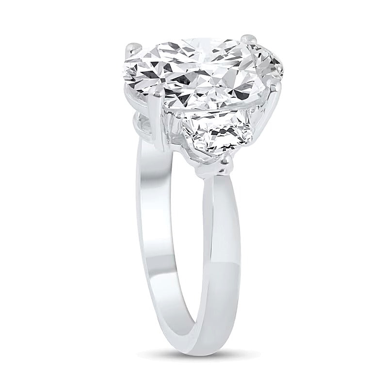 4.75 CT. TW Oval and Shield Lab-Grown Diamond Three Stone Engagement Ring in 14K White Gold (F/VS2)