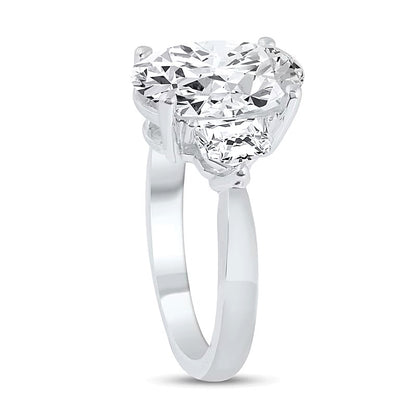 4.75 CT. TW Oval and Shield Lab-Grown Diamond Three Stone Engagement Ring in 14K White Gold (F/VS2)