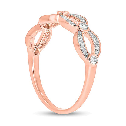 0.25 CT. TW Diamond Open Link Station Stackable Band in 10K Rose Gold