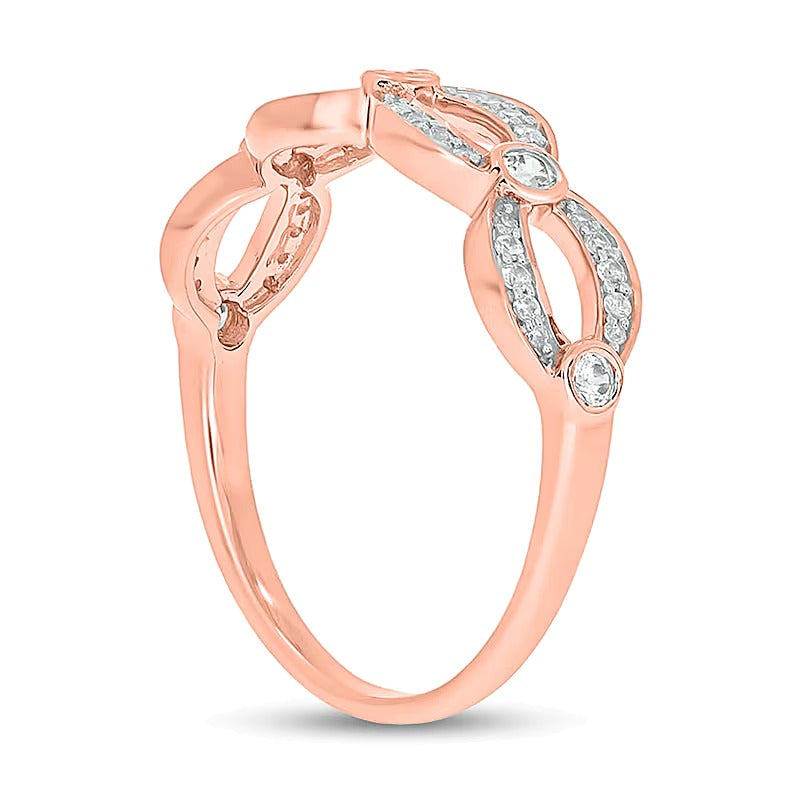 0.25 CT. TW Diamond Open Link Station Stackable Band in 10K Rose Gold