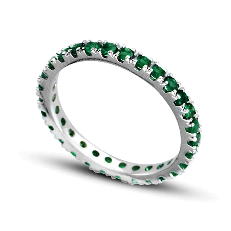 Emerald Eternity Band in 14K White Gold
