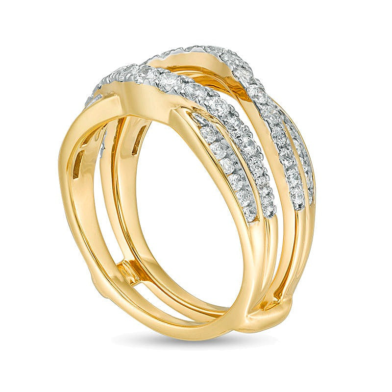 1.0 CT. TW Diamond Criss-Cross Ring Solitaire Enhancer in 14K Gold