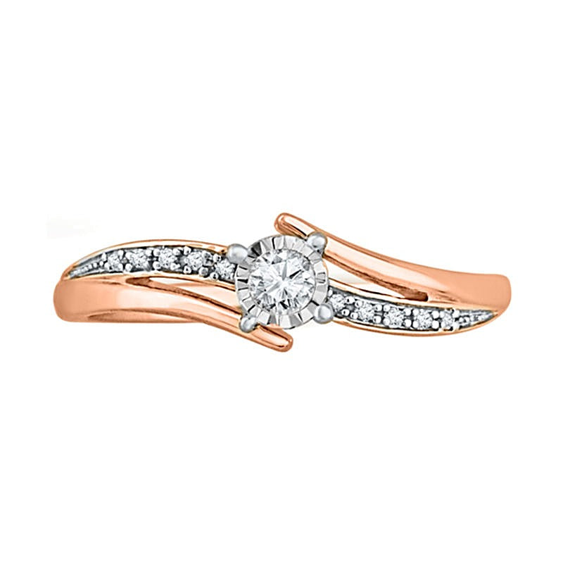0.1 CT. TW Diamond Bypass Split-Shank Promise Ring in 10K Rose Gold