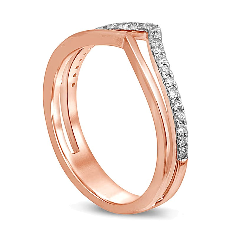 0.2 CT. TW Diamond Chevron Anniversary Ring in 10K Rose Gold