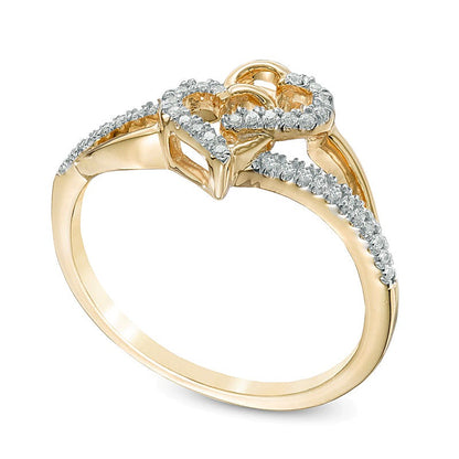 0.1 CT. TW Diamond Interlocking Hearts Ring in 10K Gold