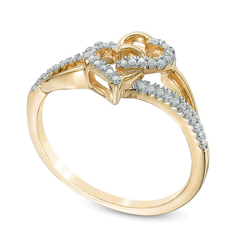 0.1 CT. TW Diamond Interlocking Hearts Ring in 10K Gold