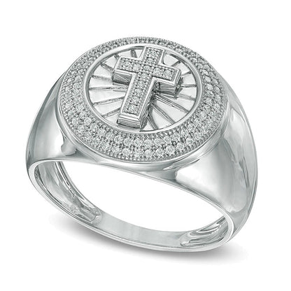 0.25 CT. TW Diamond Cross Ring in 10K White Gold