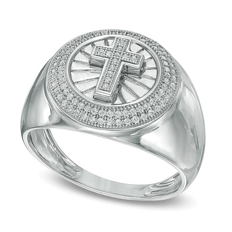 0.25 CT. TW Diamond Cross Ring in 10K White Gold