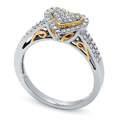 0.33 CT. TW Diamond PavÃ© Heart Ring in 10K Two-Tone Gold