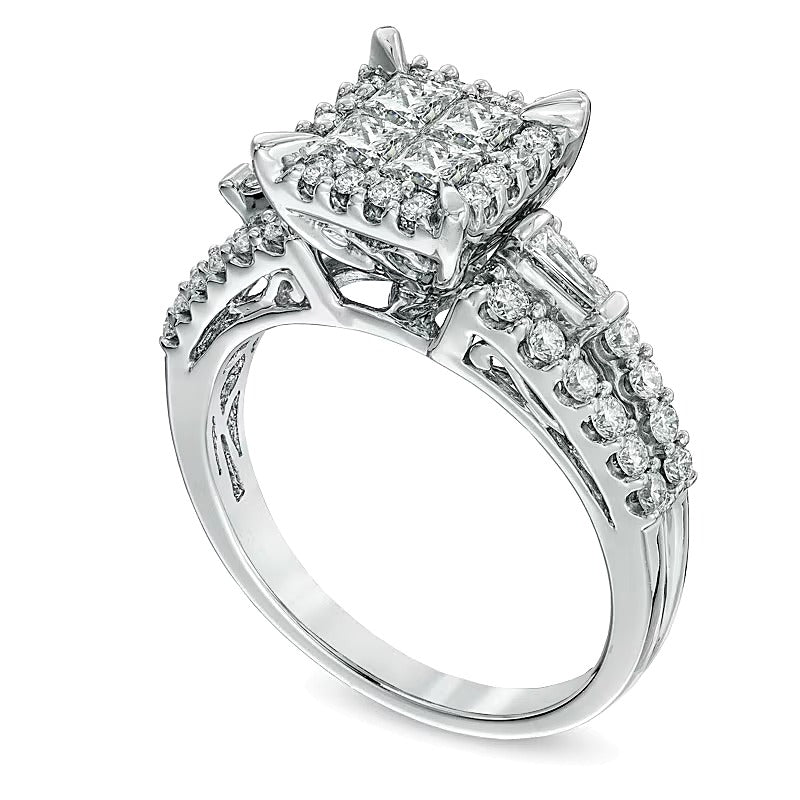 1.2 CT. TW Quad Princess-Cut Diamond Engagement Ring in 14K White Gold