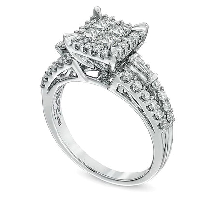 1.2 CT. TW Quad Princess-Cut Diamond Engagement Ring in 14K White Gold
