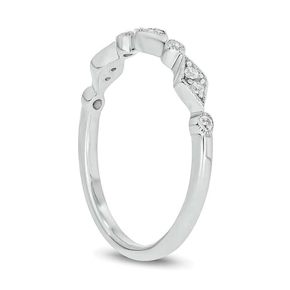 0.1 CT. TW Multi-Diamond Station Art Deco Stackable Band in 10K White Gold