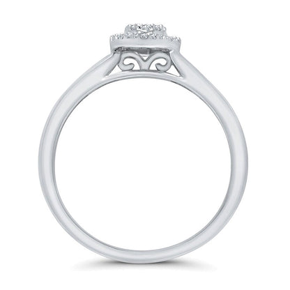 0.25 CT. TW Oval Multi-Diamond Frame Bypass Ring in 10K White Gold