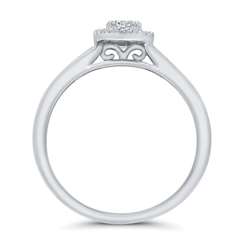 0.25 CT. TW Oval Multi-Diamond Frame Bypass Ring in 10K White Gold