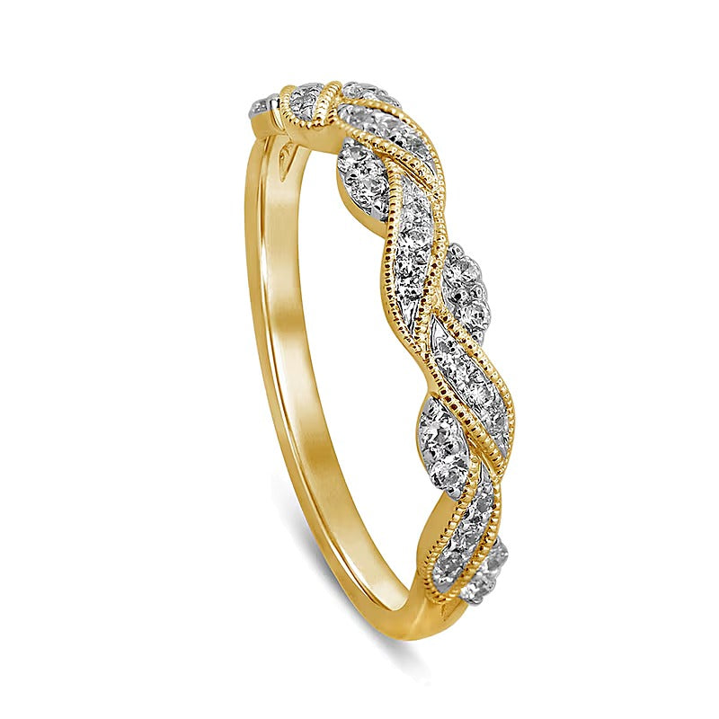 0.25 CT. TW Diamond Braided Vintage-Style Anniversary Band in 10K Gold