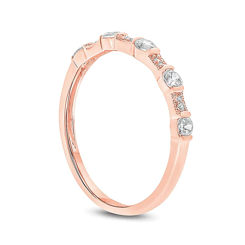 0.33 CT. TW Diamond Vintage-Style Stack Anniversary Band in 10K Rose Gold