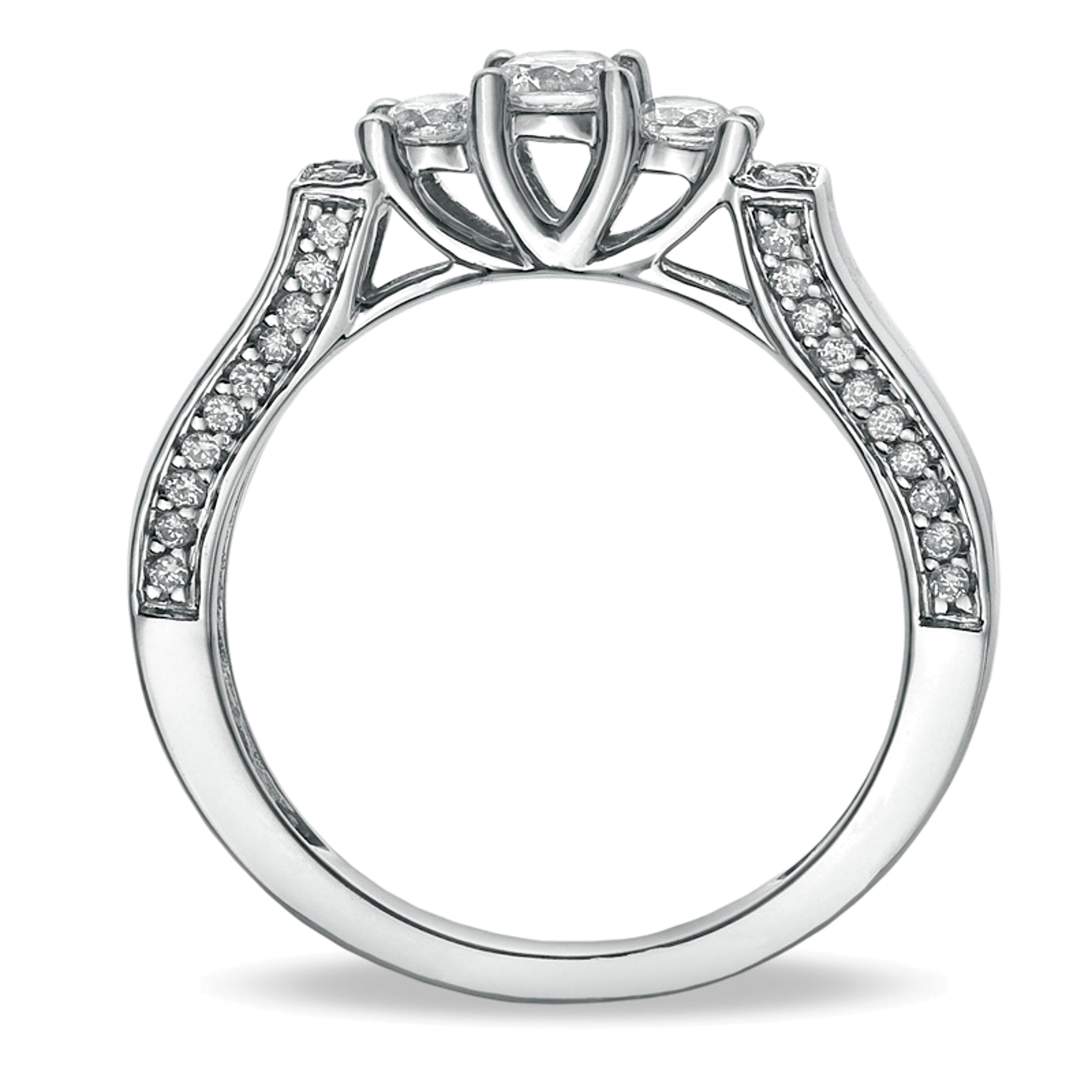 0.5 CT. TW Diamond Three Stone Band in 10K White Gold