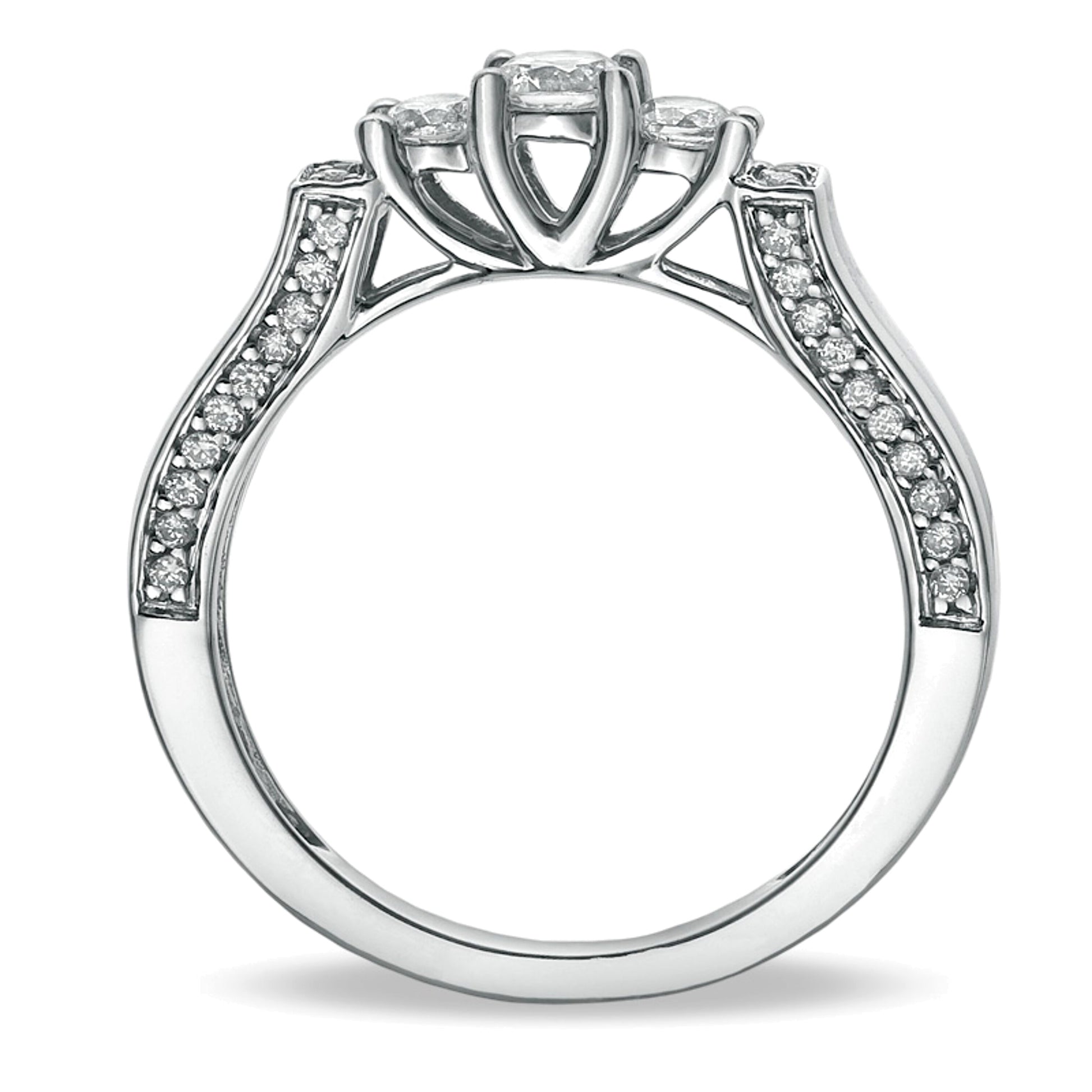 0.5 CT. TW Diamond Three Stone Band in 10K White Gold