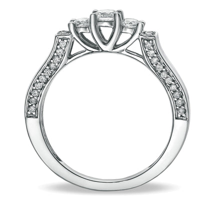 0.5 CT. TW Diamond Three Stone Band in 10K White Gold