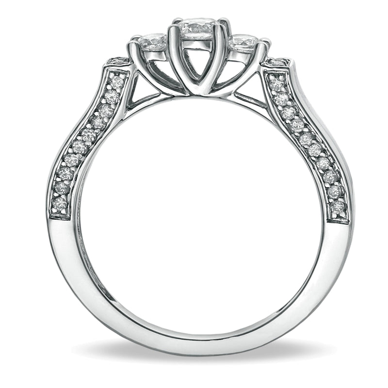 0.5 CT. TW Diamond Three Stone Band in 10K White Gold