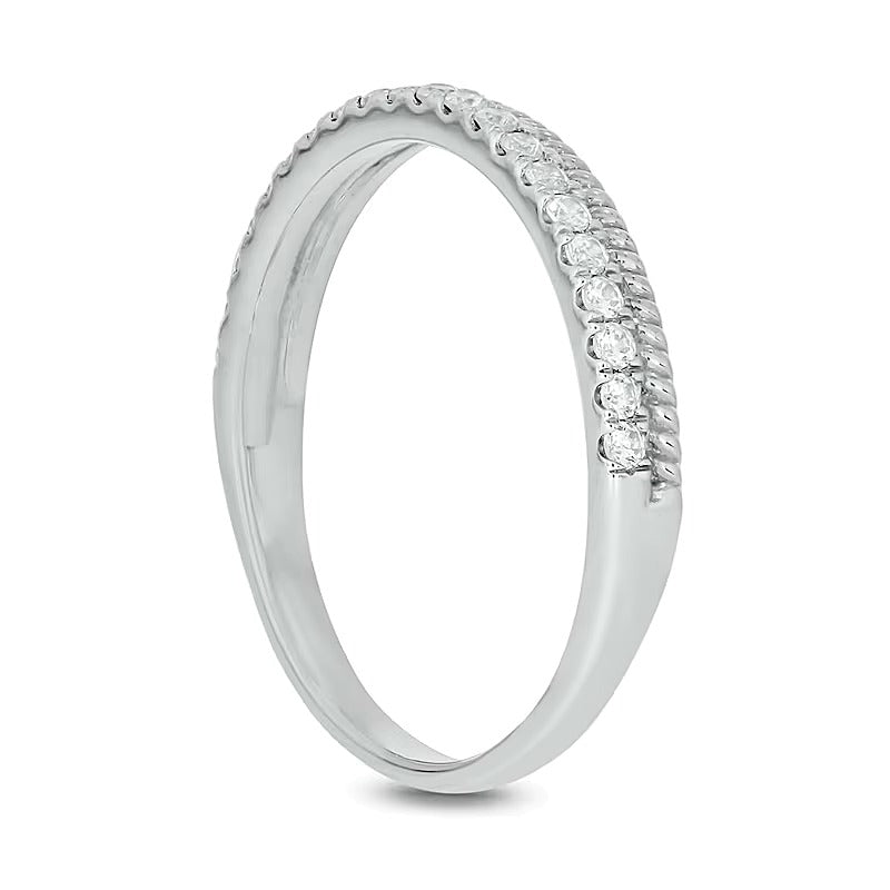 0.2 CT. TW Diamond Rope Edge Stackable Band in 10K White Gold