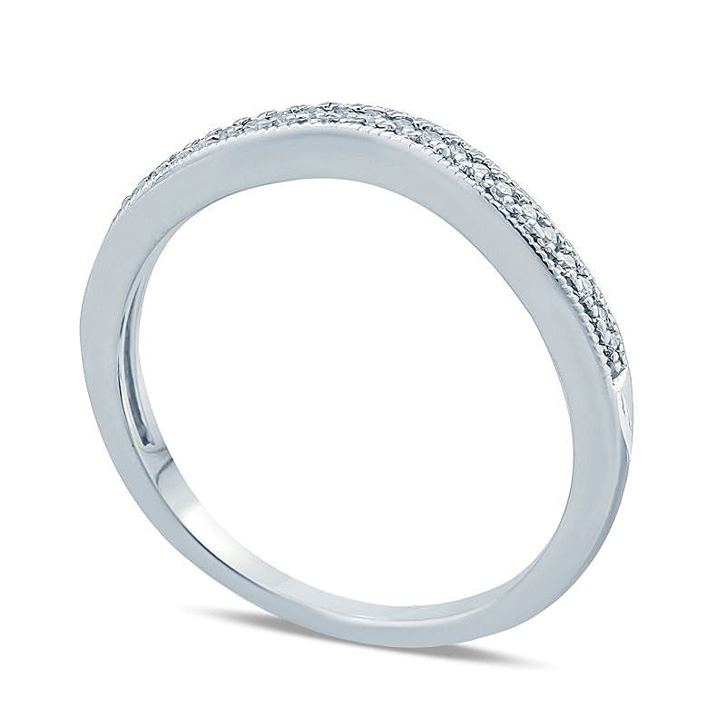 0.1 CT. TW Diamond Vintage-Style Contour Wedding Band in 10K White Gold