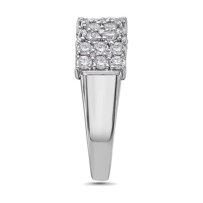 1.0 CT. TW Oval and Emerald Multi-Diamond Alternating Ring in 10K White Gold