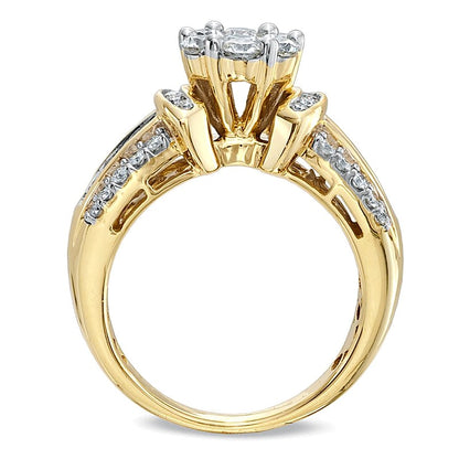 1.25 CT. TW Diamond Flower Collar Ring in 14K Gold