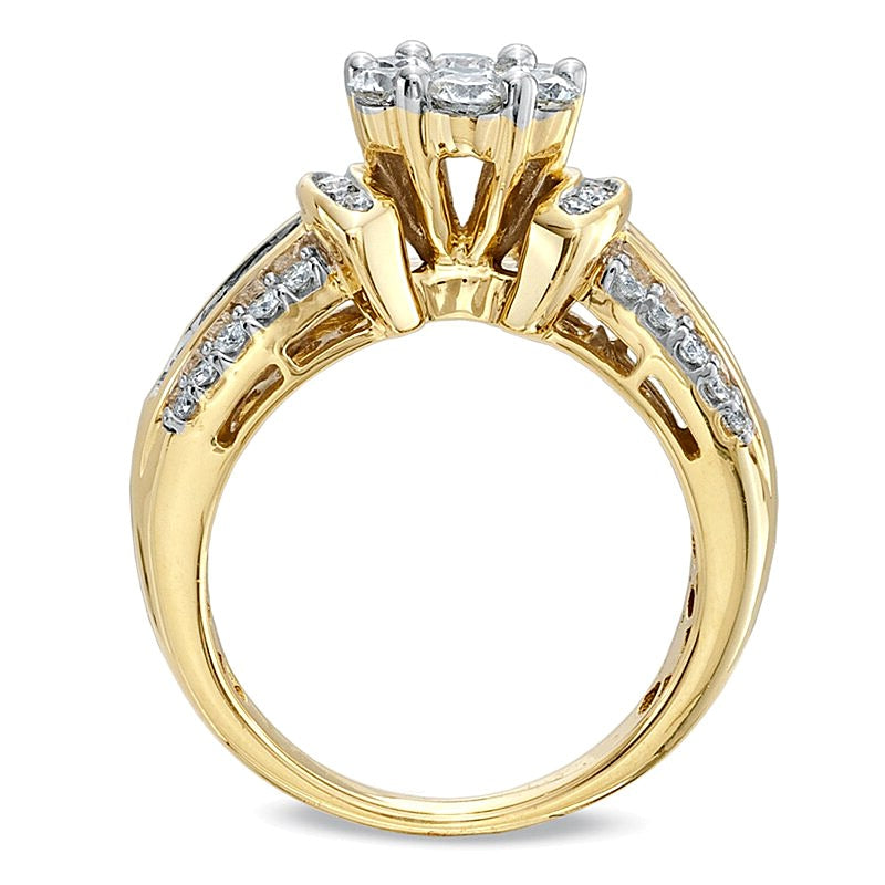 1.25 CT. TW Diamond Flower Collar Ring in 14K Gold