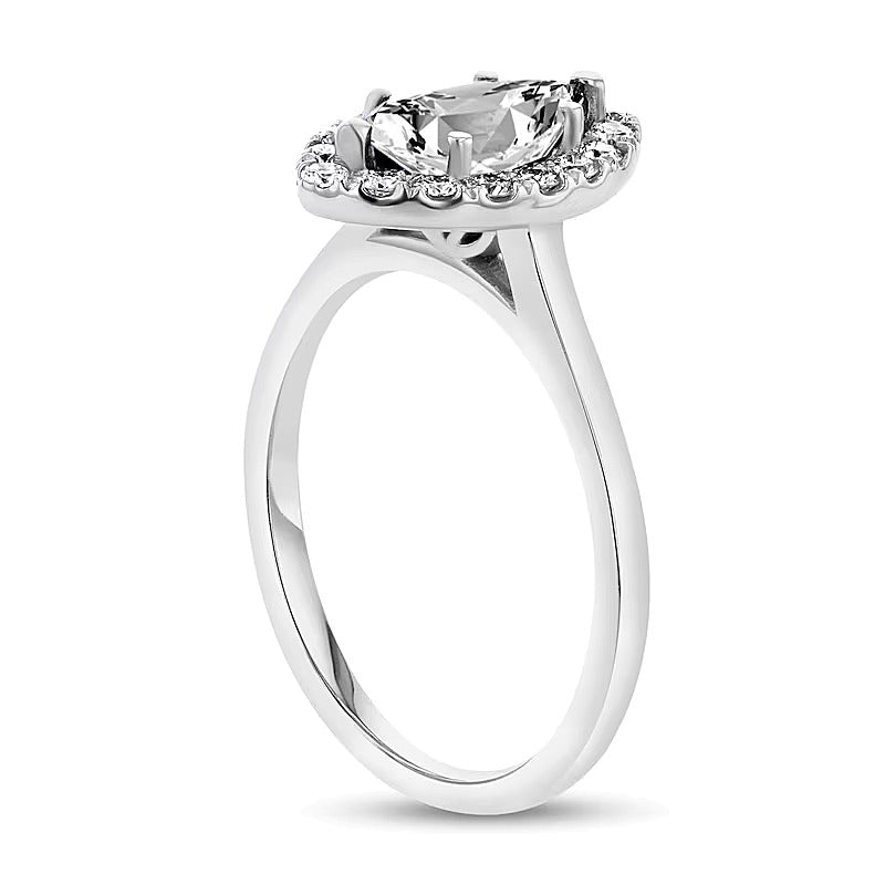 1.25 CT. TW Marquise Diamond Scallop Frame Engagement Ring in 14K White Gold (I/SI2)