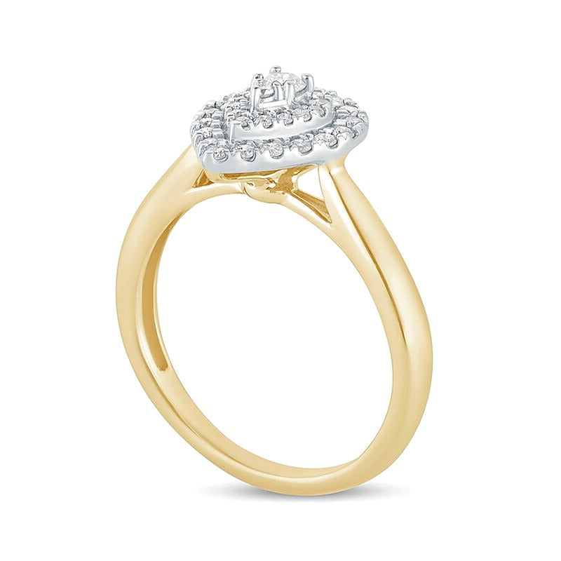0.33 CT. TW Composite Diamond Double Pear-Shaped Frame Engagement Ring in 14K Gold