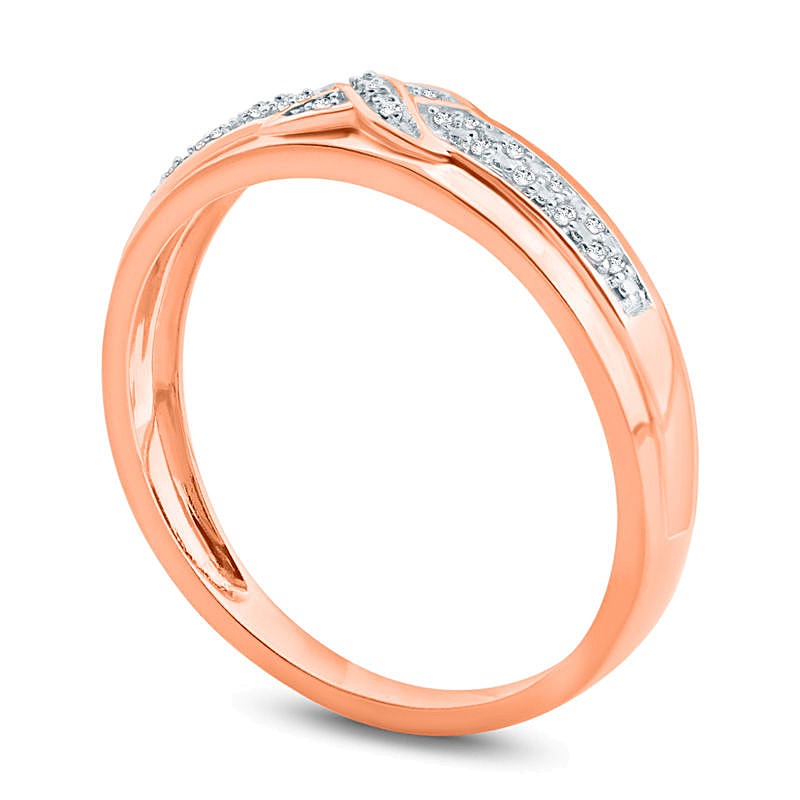 0.05 CT. TW Diamond Criss-Cross Wedding Band in 10K Rose Gold