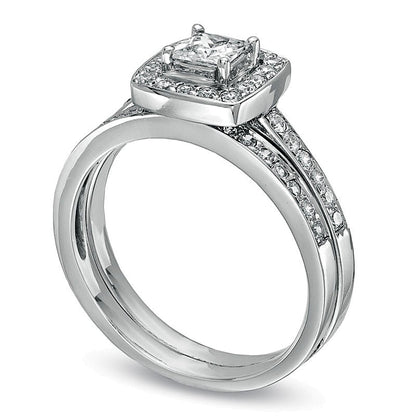 0.75 CT. TW Princess-Cut Diamond Framed Bridal Set in 14K White Gold