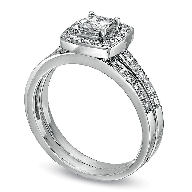 0.75 CT. TW Princess-Cut Diamond Framed Bridal Set in 14K White Gold